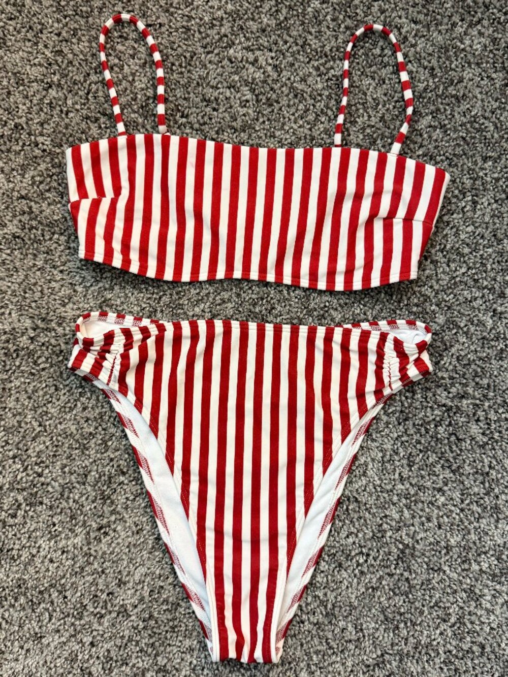 Hollister Red White Striped High Cut Bikini Set Size S | Coastal Preppy